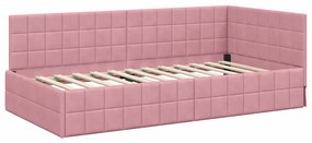 vidaXL Κρεβάτι Γωνίας με κεφαλάρι Ροζ 90 x 200 cm Βελούδο