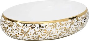 vidaXL Νιπτήρας Οβάλ Λευκός και Χρυσός 59 x 40 x 15 εκ. Κεραμικός