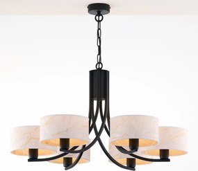 Κρεμαστό Πολύφωτο Arthur Φ78cm Μαύρο με Λευκό Ύφασμα