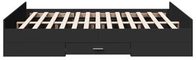 vidaXL Πλαίσιο Κρεβατιού με Συρτάρια Μαύρο 160x200 εκ Επεξεργ. Ξύλο