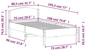 ΠΛΑΙΣΙΟ ΚΡΕΒΑΤΙΟΥ ΚΕΦΑΛΑΡΙ ΚΑΦΕ ΚΕΡΙΟΥ 75X190ΕΚ. ΜΑΣΙΦ ΠΕΥΚΟ 842629