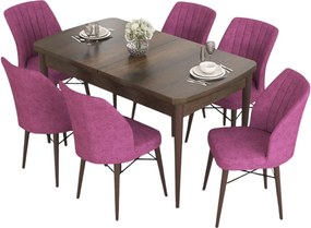 Extendable Dining Table &amp; Chairs Set (7 Pieces) Eva - Baroque, Purple Baroque
Purple