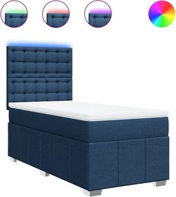vidaXL Κρεβάτι Boxspring με Στρώμα Μπλε 100 x 200 εκ. Υφασμάτινο