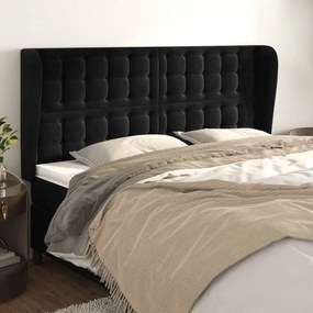 Κεφαλάρι με Πτερύγια Μαύρο 163x23x118/128 εκ. Βελούδινο - Μαύρο