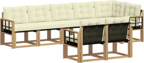 vidaXL Σειρά Καναπέ Εξωτερικού με μαξιλάρι 8 pcs Λευκό και Κρεμ