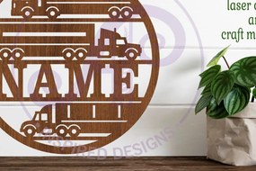 Σετ των 2 Intra απο ξύλο plywood 3mm-4mm πάχος – Σημάδι ονόματος Semi Trucks Laser Δίασταση 20x20 cm INTRAFABR-101136940