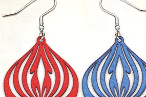 Σετ των 3 Intra απο ξύλο plywood 3mm-4mm πάχος Χριστουγεννιάτικα σκουλαρίκια με μπάλα με λέιζερ. Δίασταση 4x4 cm INTRAFABR-125441365