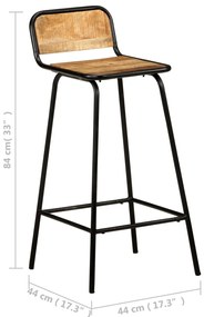 vidaXL Σκαμπό Μπαρ 2 τεμ. από Μασίφ Ξύλο Μάνγκο