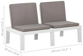 vidaXL Πάγκος Κήπου Λευκός Πλαστικός με Μαξιλάρι