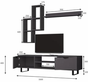 Σύνθεση τηλεόρασης Lonsa Megapap χρώμα γκρι 160x35x40εκ.
