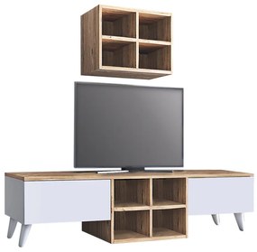 Σύνθεση τηλεόρασης Beta Megapap χρώμα sapphire oak - λευκό 160x25x34εκ.