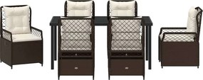 vidaXL Σέτ φαγητού για κήπο 7 pcs Καφέ συνθετικό ρατάν