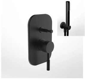La Torre New Tech Black Matt12050R-400 Μίκτης Εντοιχισμού 2 Εξόδων με Εκτροπέα+Παροχή νερού Στρογγυλή