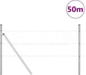 vidaXL Στύλος Περιφράξεων Ασημί 50 x 0,5 μ (50 χλστ πλέγμα) Ατσάλι