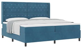 vidaXL Κρεβάτι με ελατήρια με κεφαλάρι Μπλε 200 x 200 cm Βελούδο
