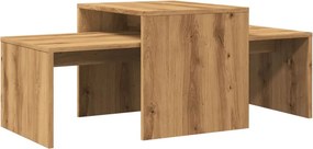 vidaXL Σετ Τραπεζάκια Σαλονιού Artisan Δρυς 100x48x40 εκ. Επεξ. Ξύλο