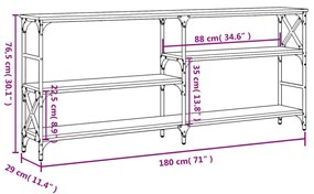 Τραπέζι Κονσόλα Sonoma Δρυς 180x29x76,5 εκ. Επεξεργασμένο Ξύλο - Καφέ