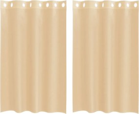 vidaXL Voile κουρτίνες με ροδέλες 2 τεμάχια Χρώμα Άμμου