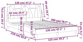 Πλαίσιο Κρεβατιού με Κεφαλάρι Γκρι 120x200 εκ. Συνθετικό Δέρμα - Γκρι