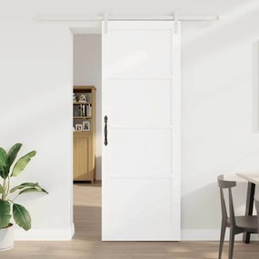 vidaXL Συρόμενη Πόρτα με Σετ Εξαρτημάτων Λευκή 83x232 εκ. Στερεό Ξύλο Πεύκο