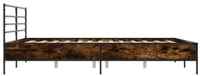 vidaXL Πλαίσιο Κρεβατιού Καπνιστή Δρυς 180x200εκ. Επεξ. Ξύλο &amp; Μέταλλο