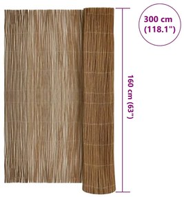 vidaXL Φράκτης Ιτιάς Καφέ 160 x 300 cm