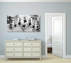 Εικόνα ασπρόμαυρων λουλουδιών σε αφηρημένο φόντο
