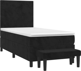 vidaXL Κρεβάτι Boxspring με Στρώμα Μαύρο 100x200 εκ. Βελούδινο