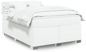 VidaXL Κρεβάτι Boxspring με Στρώμα Λευκό 140x190εκ.από Συνθετικό Δέρμα