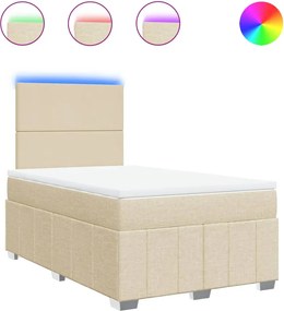 vidaXL Κρεβάτι Boxspring με Στρώμα Κρεμ 120x200 εκ. Υφασμάτινο
