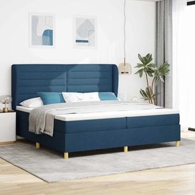 Κρεβάτι με στρώμα vidaXL μπλε 200x200 cm ύφασμα