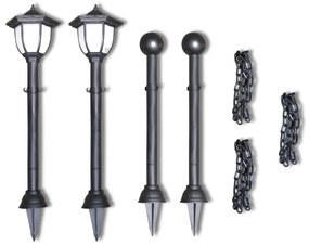 Περίφραξη με αλυσίδα και ηλιακά φωτιστικά