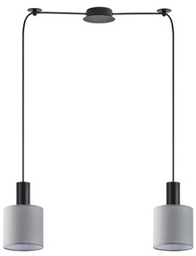 SE21-BL-4-BL2-SH2 ADEPT TUBE Black Pendant Grey Fabric Shade+ HOMELIGHTING 77-8515