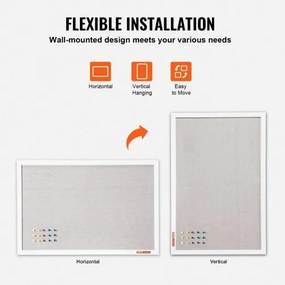 VEVOR 48"x36" White Cork Board with Linen Surface Wall-Mounted Bulletin Board