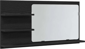 vidaXL Ντουλάπι Καθρέφτη Μπάνιου Μαύρο Δρυς 90x11x45 εκ. από Τεχνητό Ξύλο