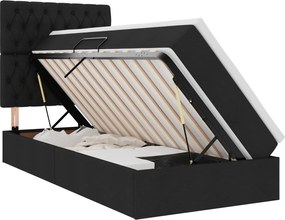 vidaXL LED Κρεβάτι αποθήκευσης με στρώμα Μαύρο 100 x 200 cm Ύφασμα