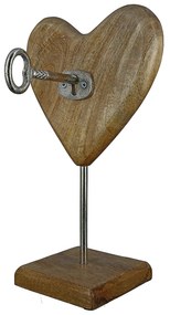 Διακοσμητικό ArteLibre Καρδιά Με Κλειδαριά Σε Βάση Φυσικό/Ασημί Ξύλο/Αλουμίνιο 19x19x34cm