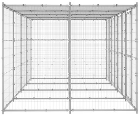 Κλουβί Σκύλου Εξ. Χώρου με Στέγαστρο 9,68 μ² Γαλβ. Χάλυβας - Ασήμι