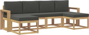 vidaXL Σειρά Καναπέ Εξωτερικού 6 pcs Άσπρο και Ανθρακί Πολυεστέρας