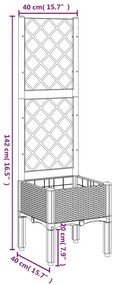 Ζαρντινιέρα Κήπου με Καφασωτό Λευκή 40x40x142 εκ. από PP - Λευκό