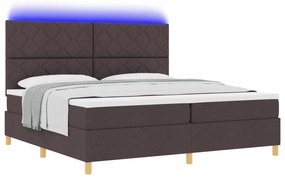 vidaXL Κρεβάτι τύπου Box Spring με Στρώμα & LED Σκούρο Καφέ 200x200 cm Ύφασμα