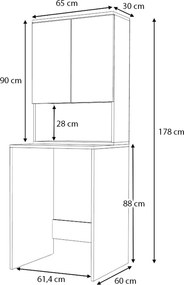 Έπιπλο πλυντηρίου Cozen Megapap χρώμα λευκό 65x60x178εκ.