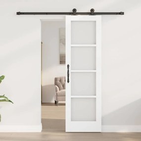 vidaXL Συρόμενη Πόρτα Λευκό 61 x 198.5 εκ. Ξύλο και μέταλλο
