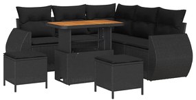 vidaXL Σετ Καναπέ Κήπου 8 pcs Μαύρο συνθετικό ρατάν