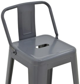 Σκαμπό μπαρ με πλάτη Utopia pakoworld μέταλλο σε ανθρακί απόχρωση 42x42x97εκ