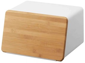 Ψωμιέρα Με Επιφάνεια Κοπής YMZK5290 31,5x24,5x18,5cm Natural-White Yamazaki Metal,Bamboo