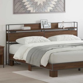 vidaXL Κεφαλάρι Αποθήκης με ράφι Καφέ δρυς 200 cm Επεξεργασμένο ξύλο