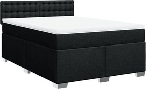 vidaXL Κρεβάτι Boxspring με Στρώμα Μαύρο 160x200 εκ. Υφασμάτινο