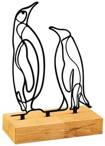 Διακοσμητικοί Πιγκουίνοι Pingu 565TNL1250 26x8x17cm Natural-Black Aberto Design Metal,Wood