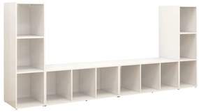 vidaXL Έπιπλα Τηλεόρασης 4 τεμ. Γυαλ. Λευκά 107x35x37 εκ. Μοριοσανίδα